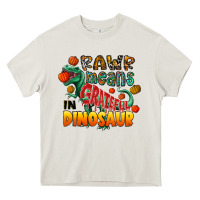 Cream rawr means grateful in dinosaur Heavy Core Tee - CowhideDigitalArt