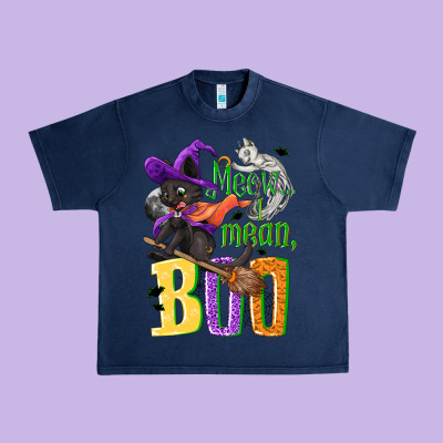 Meow I Mean, Boo Halloween Urban Heavy Tee Designed By Nancycooperartshop