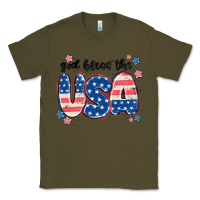 Army Green god bless america Classic Tee - MaliasSmallBusiness