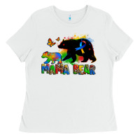 White mama bear autism Ladies Tee - Zillion Design Studio