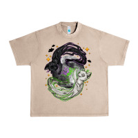 French Oak Magical cats ghost with moon Halloween Urban Heavy Tee - NancyCooperArtShop