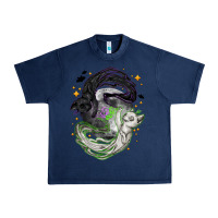 Navy Magical cats ghost with moon Halloween Urban Heavy Tee - NancyCooperArtShop