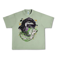 Oil Green Magical cats ghost with moon Halloween Urban Heavy Tee - NancyCooperArtShop