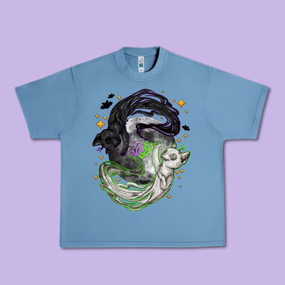 Magical Cats Ghost With Moon Halloween Urban Heavy Tee Designed By Nancycooperartshop
