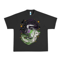 Pigment Black Magical cats ghost with moon Halloween Urban Heavy Tee - NancyCooperArtShop