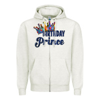 Oatmeal Heather birthday prince Zipper Hoodie - Artiststas