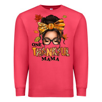 Cardinal one thankful mama afro messy bun Premium Sweatshirt - texasbilliewilder