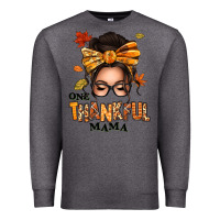 Charcoal Heather one thankful mama afro messy bun Premium Sweatshirt - texasbilliewilder