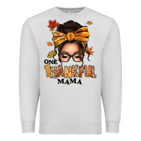 Dove Grey one thankful mama afro messy bun Premium Sweatshirt - texasbilliewilder