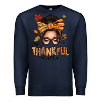 Navy one thankful mama afro messy bun Premium Sweatshirt - texasbilliewilder