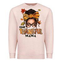 Pale Pink one thankful mama afro messy bun Premium Sweatshirt - texasbilliewilder