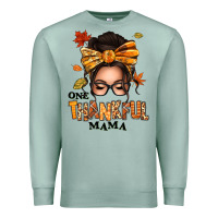 Seafoam one thankful mama afro messy bun Premium Sweatshirt - texasbilliewilder