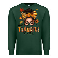 Sports Green one thankful mama afro messy bun Premium Sweatshirt - texasbilliewilder