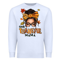 White one thankful mama afro messy bun Premium Sweatshirt - texasbilliewilder