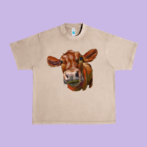 Red Angus Face Urban Heavy Tee Designed By Lillyallendesigns