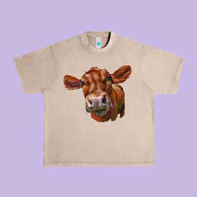 Red Angus Face Urban Heavy Tee Designed By Lillyallendesigns