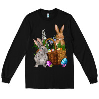 Black Bunnys carrots eggs with basket Easter Long Sleeve Tee - NancyCooperArtShop