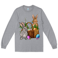 Heather Grey Bunnys carrots eggs with basket Easter Long Sleeve Tee - NancyCooperArtShop