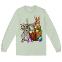Matcha Bunnys carrots eggs with basket Easter Long Sleeve Tee - NancyCooperArtShop