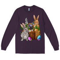 Plum Bunnys carrots eggs with basket Easter Long Sleeve Tee - NancyCooperArtShop