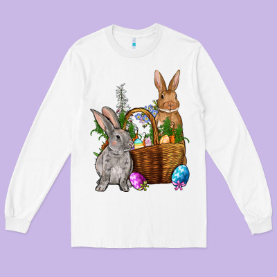 Bunnys Carrots Eggs With Basket Easter Long Sleeve Tee Designed By Nancycooperartshop