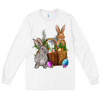 White Bunnys carrots eggs with basket Easter Long Sleeve Tee - NancyCooperArtShop
