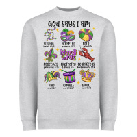 Heather Grey god says i am mardi gras Heavyweight Sweatshirt - MaliasSmallBusiness