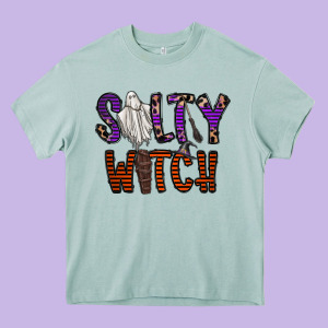 Salty Witch Heavy Core Tee Designed By Cowhidedigitalart