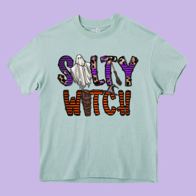 Salty Witch Heavy Core Tee Designed By Cowhidedigitalart