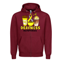 Burgundy deafness awareness coffee cups Zipper Hoodie - Artiststas