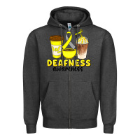 Charcoal Heather deafness awareness coffee cups Zipper Hoodie - Artiststas