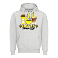 Dove Grey deafness awareness coffee cups Zipper Hoodie - Artiststas
