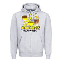 Heather Grey deafness awareness coffee cups Zipper Hoodie - Artiststas