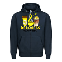 Navy deafness awareness coffee cups Zipper Hoodie - Artiststas