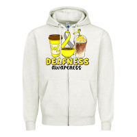 Oatmeal Heather deafness awareness coffee cups Zipper Hoodie - Artiststas
