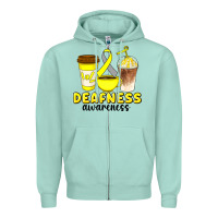 Seafoam deafness awareness coffee cups Zipper Hoodie - Artiststas
