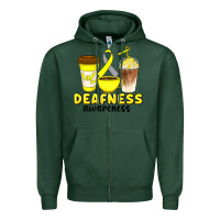 Sports Green deafness awareness coffee cups Zipper Hoodie - Artiststas