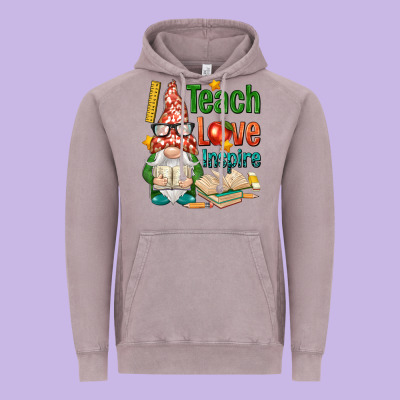 Gnome Teach Love Inspire Vintage Hoodie Designed By Nancycooperartshop