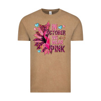 Vintage Coffee In october we wear pink Vintage Tee - NancyCooperArtShop