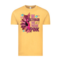 Vintage Mustard In october we wear pink Vintage Tee - NancyCooperArtShop