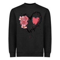 Black mimi flower heart Heavyweight Sweatshirt - MaliasSmallBusiness