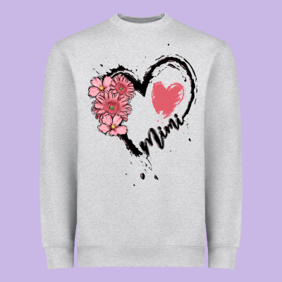 Mimi Flower Heart Heavyweight Sweatshirt Designed By Maliassmallbusiness