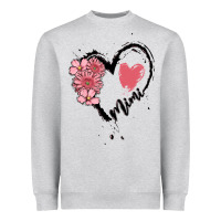 Heather Grey mimi flower heart Heavyweight Sweatshirt - MaliasSmallBusiness