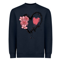 Navy mimi flower heart Heavyweight Sweatshirt - MaliasSmallBusiness