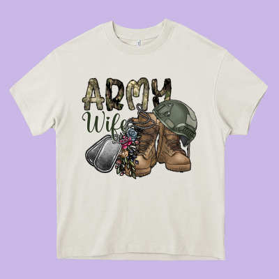 Army Wife Heavy Core Tee Designed By Sublimationcraftshop