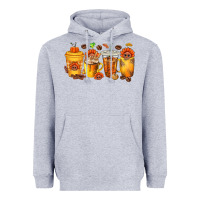 Heather Grey Thanksgiving Coffee Cups Heavyweight Hoodie - texasbilliewilder
