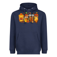 Navy Thanksgiving Coffee Cups Heavyweight Hoodie - texasbilliewilder
