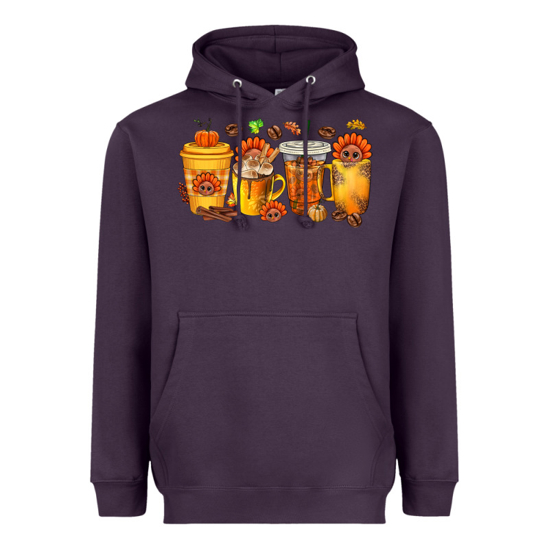 Thanksgiving Coffee Cups Heavyweight Hoodie by texasbilliewilder | Teevron