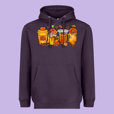 Thanksgiving Coffee Cups Heavyweight Hoodie Designed By Texasbilliewilder