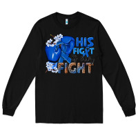 Black his fight is our fight colon cancer blue ribbon Long Sleeve Tee - NancyCooperArtShop